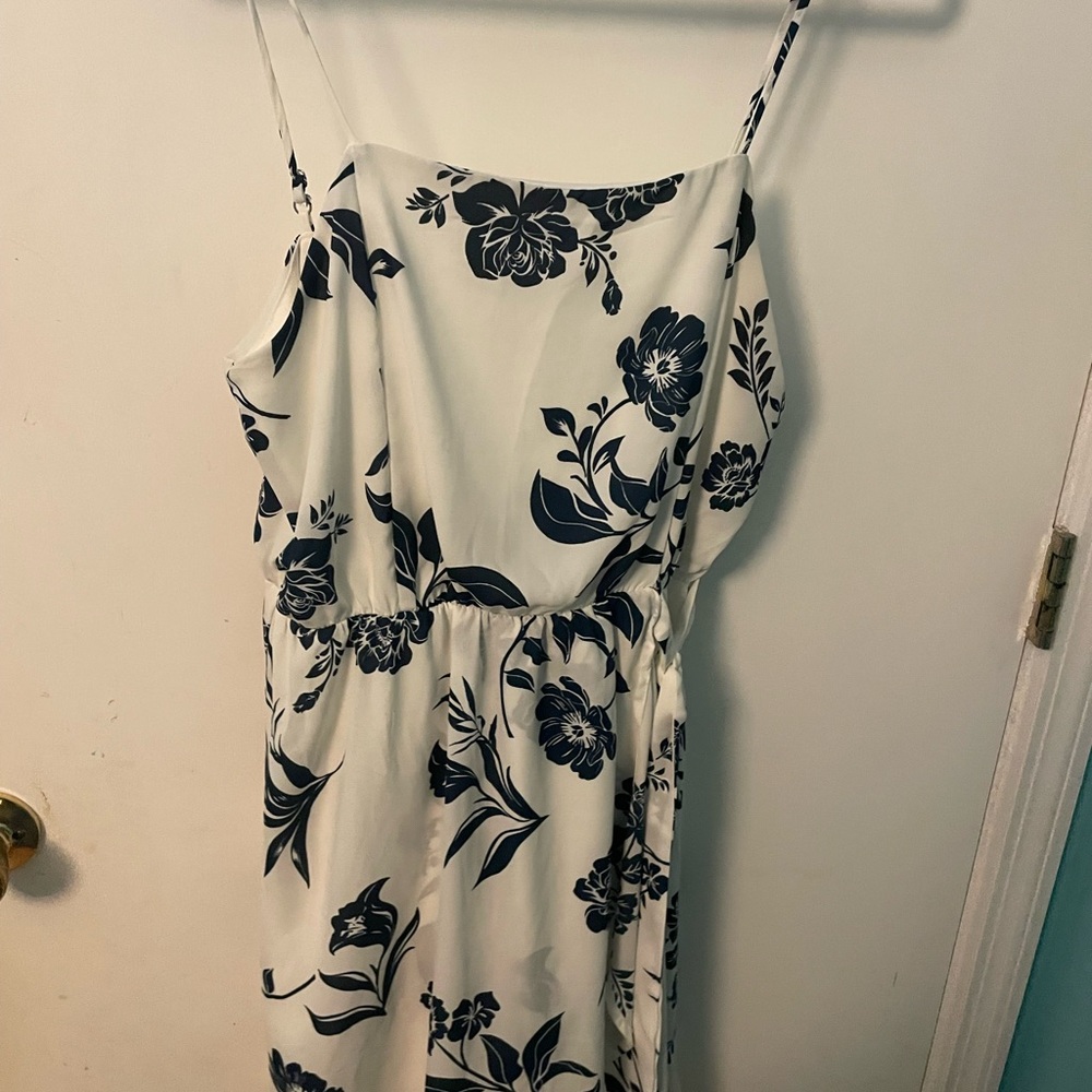Floral White and Black Dress